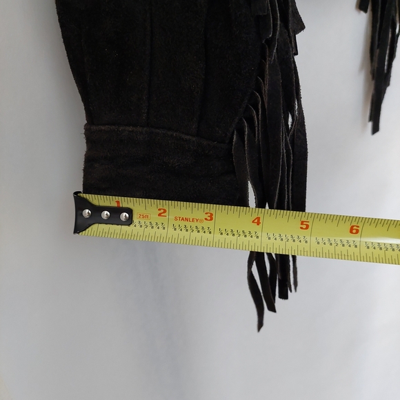 Vintage 80's Wilson's Leather Women's Black Fringe Suede Jacket Size S - Picture 9 of 15
